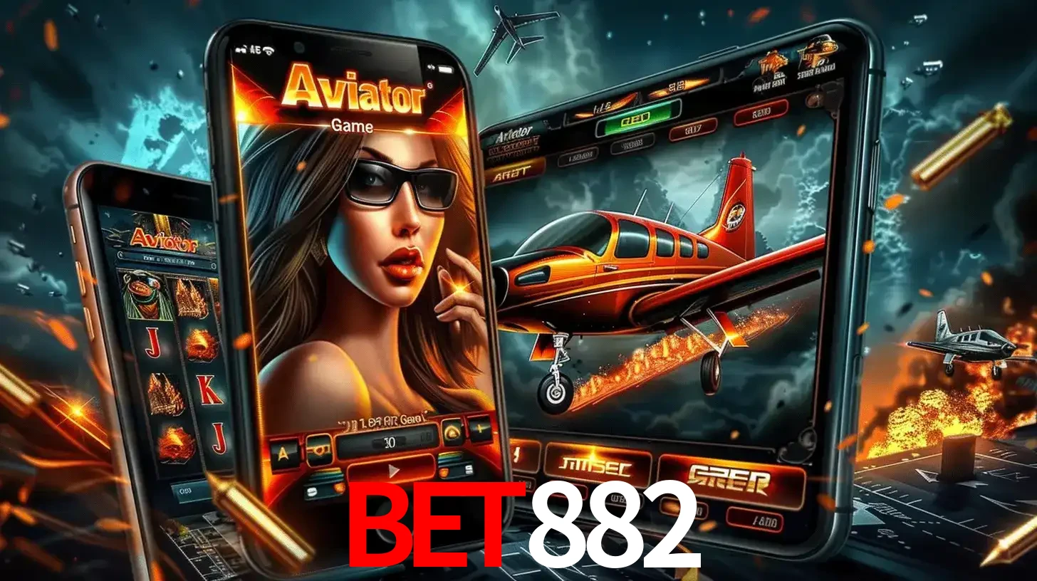 O popular jogo de apostas Aviator exibido em vários celulares e tablets, mostrando a interface emocionante e a ação de voo disponíveis para jogar agora no BET882.